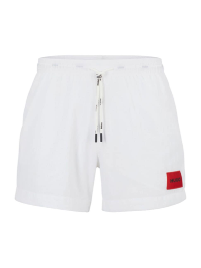 Hugo Boss Quick-drying Swim Shorts With Red Logo Label In Black