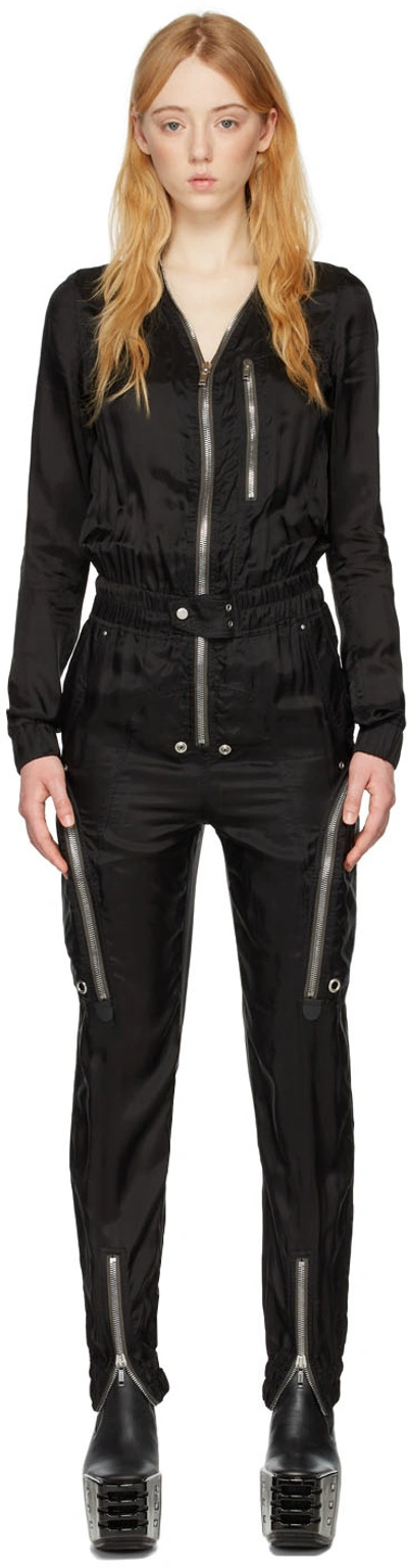 Rick Owens Zipped Detailing Elasticated-waistband Jumpsuit In Black