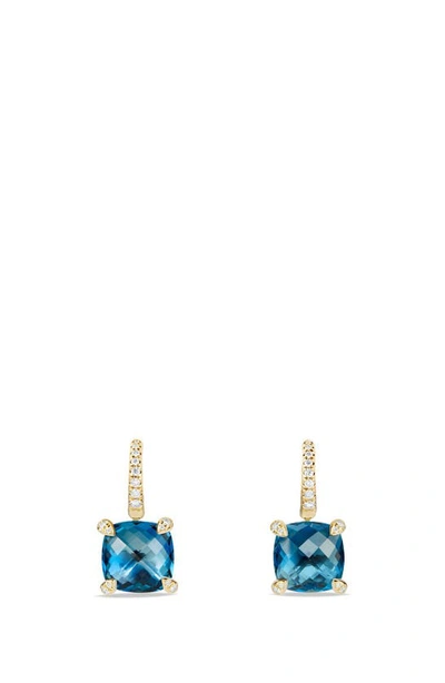 David Yurman Women's Châtelaine Drop Earrings With Gemstone & Diamonds In 18k Yellow Gold In Hampton Blue Topaz