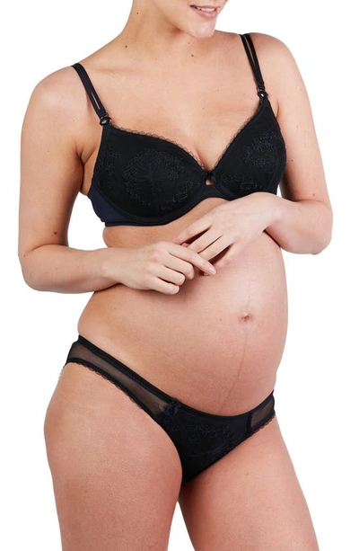 Cache Coeur Louise Embroidered Maternity/nursing Bra In Marine