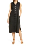 Tommy Bahama Tommy Bahaha Two Palms Linen Shirtdress In Black