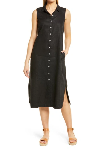 Tommy Bahama Tommy Bahaha Two Palms Linen Shirtdress In Black