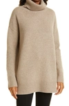 Nordstrom Signature Turtle Neck Cashmere Tunic Sweater In Tan Portabella Heather