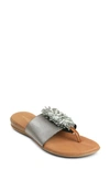 Andre Assous Women's Novalee Featherweights Leather Fringe Demi Wedge Sandals In Pewter/metal