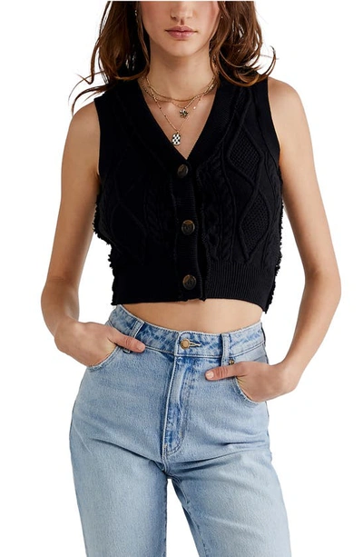 Free People Denson Cable Knit Vest In Black