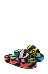 Versace Multicolor 'la Greca' Slippers In Z7554 Multicolor