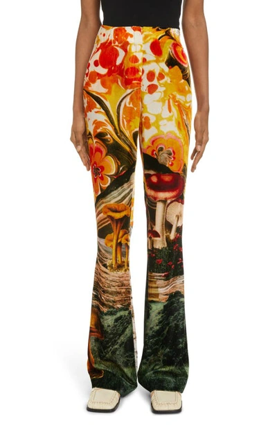 Acne Studios Multicolored Graphic Print Flared Pants In Orange