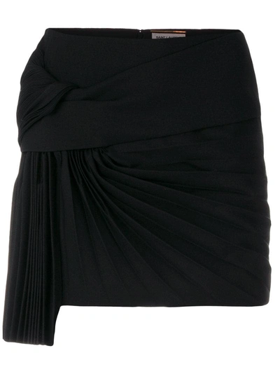 Saint Laurent Pleat Detail Skirt In Black