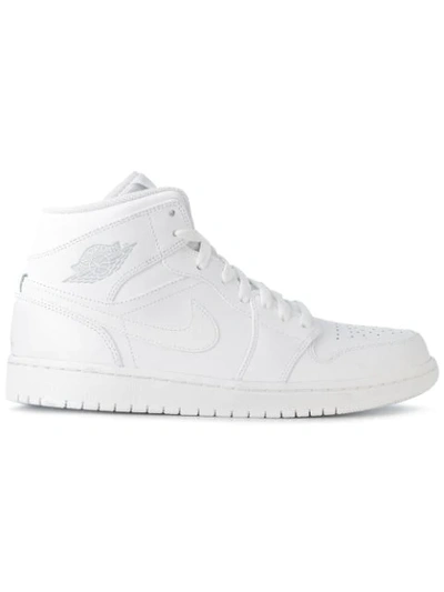 Nike Air Jordan 1 Mid Bianca Leather Sneakers In White