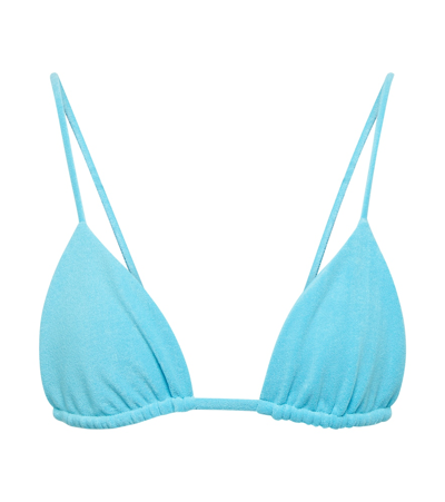Jade Swim Via Terry Triangle Bikini Top In Aqua Sheen