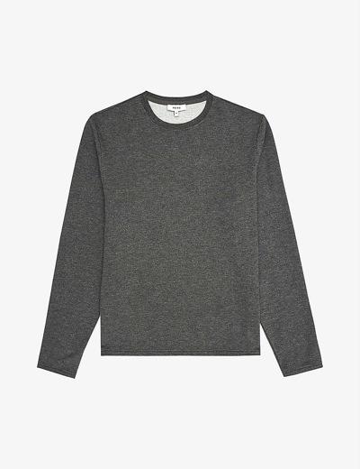 Reiss Adam Stretch-jersey Sweatshirt In Dark Grey