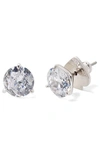 Kate Spade Trio Prong Studs In Clear/ Silver