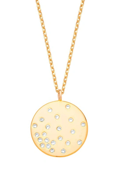 Estella Bartlett Crystal Studded Disc Pendant Necklace In Gold