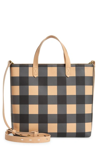 Madewell Small Transport Leather Crossbody Tote In True Black Multi