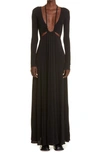 Proenza Schouler Halter Neck Long Sleeve Matte Jersey Maxi Dress In Black