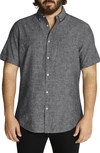 Johnny Bigg Tahiti Short Sleeve Linen Blend Button-down Shirt In Charcoal
