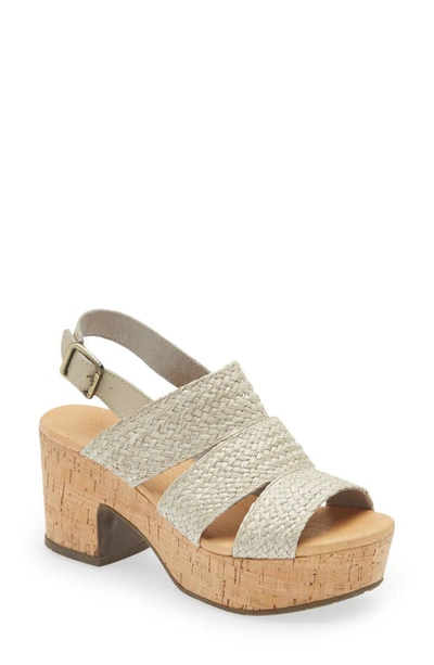 Chocolat Blu Galya Platform Sandal In Light Grey Raffia