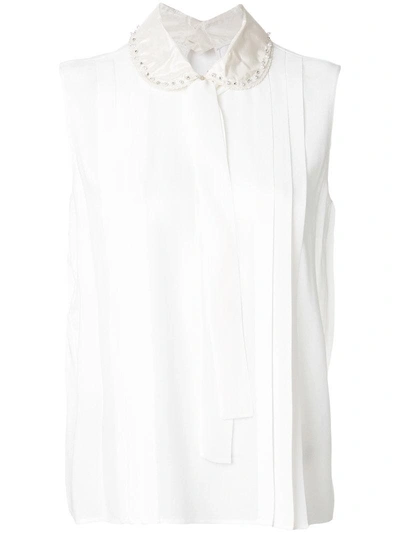 Miu Miu Embellished Collar Sleeveless Shirt | ModeSens