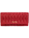 Miu Miu Matelassé Wallet In Red