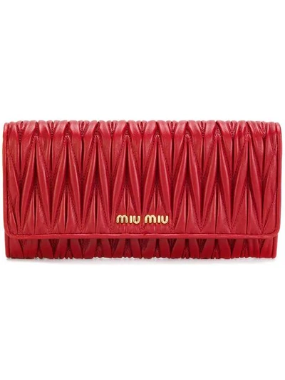 Miu Miu Matelassé Wallet In Red
