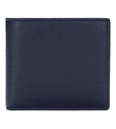Smythson Burlington Leather Card And Coin Wallet In Navy
