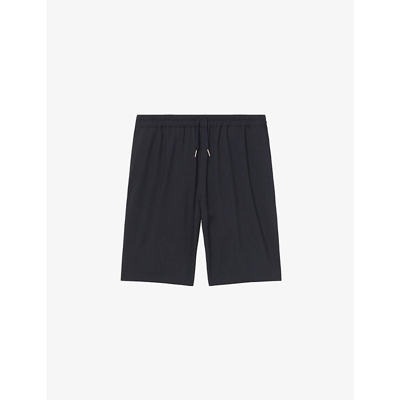 Sandro Alpha Straight-leg Mid-rise Cotton-blend Shorts In Bleus