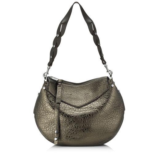 Jimmy Choo Artie Ebony Metallic Grainy Leather Shoulder Bag ModeSens