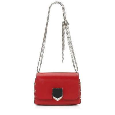 Jimmy Choo Lockett Petite Red Spazzolato Leather Shoulder Bag In Red/chrome
