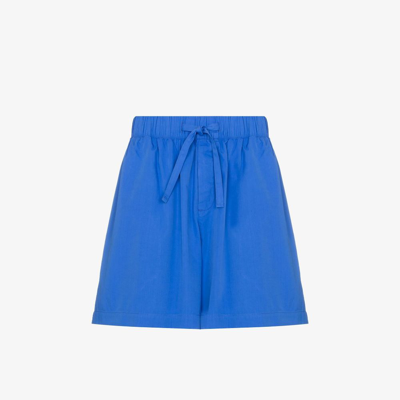Tekla Organic Cotton Poplin Pyjama Shorts In Blue