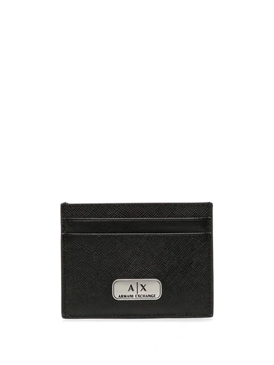 Armani Exchange Logo-plaque Cardholder In Black