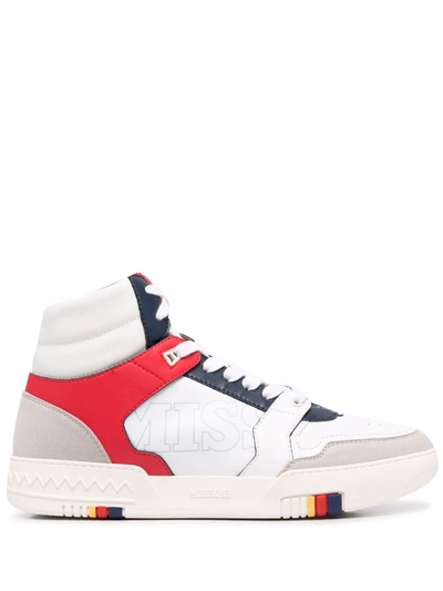 Missoni High-top Panelled Sneakers In Weiss
