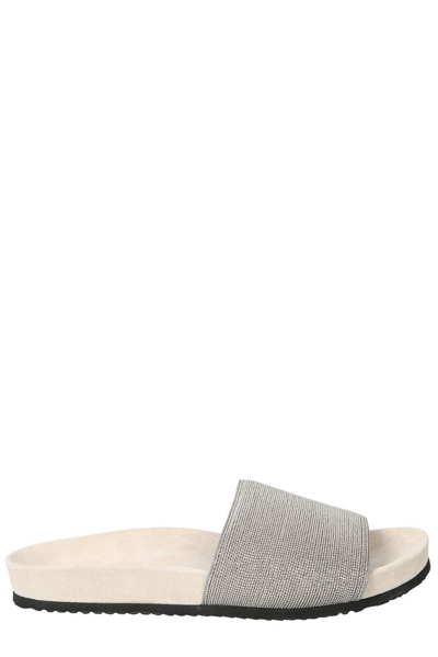 Brunello Cucinelli Open-toe Slip-on Sandals In Grey