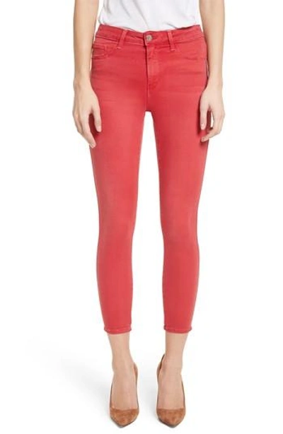 L Agence High Waist Skinny Ankle Jeans In High Risk Red