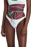 Bound By Bond-eye Serenity Strappy Bikini Bottoms In White/ Multi