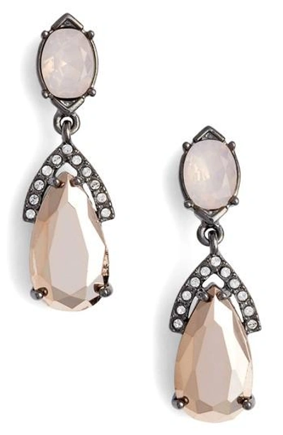 Jenny Packham Double Drop Earrings In Blush/ Crystal