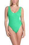 Bound By Bond-eye The Mara Ribbed One-piece Swimsuit In Jade