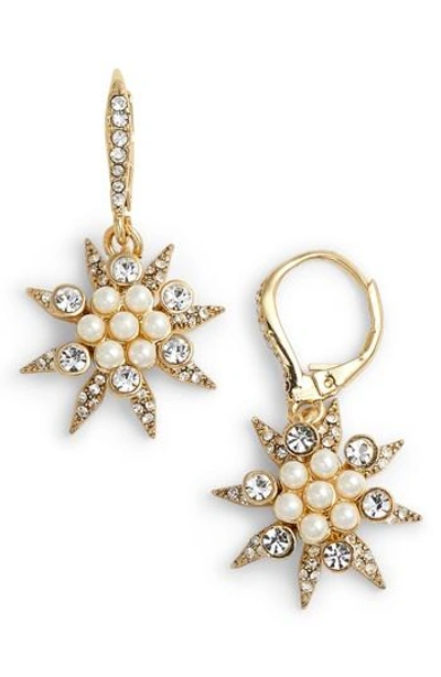 Jenny Packham Star Cluster Drop Earrings In Gold/ Champagne