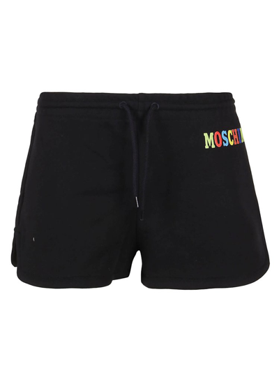 Moschino Logo-print Drawstring Track Shorts In Black