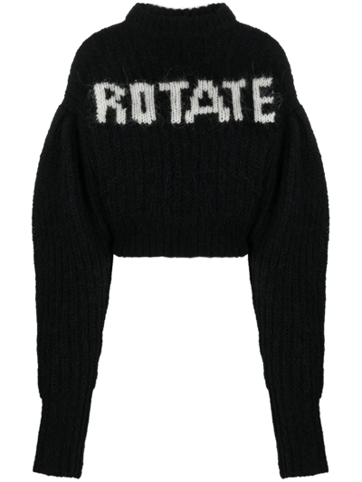 Rotate Birger Christensen Black Wool And Alpaca Sweater With Logo