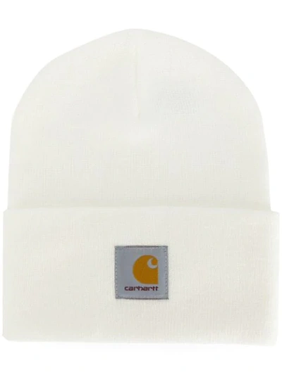 Carhartt Logo Patch Beanie In White