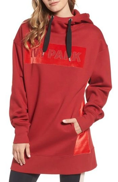 ivy park red dress Ivy Park Oversize Velvet Logo Hoodie Dress In Chilli Red