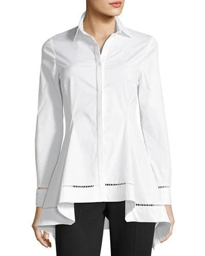 Lela Rose Flutter Hem Shirt In White