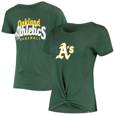 New Era Women's  Green Oakland Athletics 2-hit Front Twist Burnout T-shirt