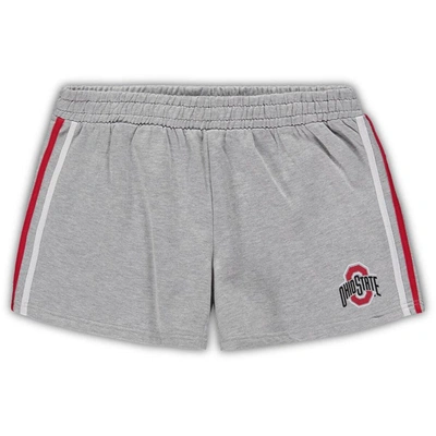 Profile Heathered Gray Ohio State Buckeyes Plus Size 2 Stripes Shorts