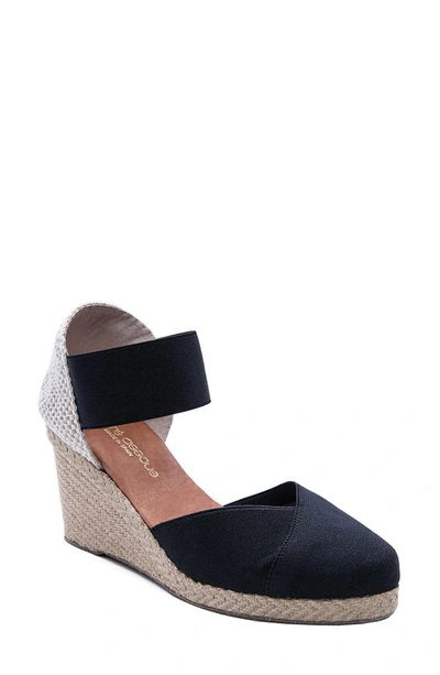 Andre Assous Anouka Espadrille Wedge Sandal In Black Fabric