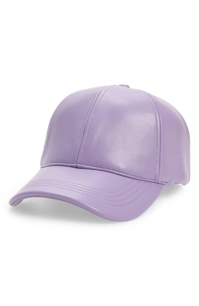 Stand Studio Cia Faux Leather Baseball Cap In Powder Purple