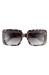 Quay X Paris Total Vibe 54mm Square Sunglasses In Milky Tortoise / Smoke