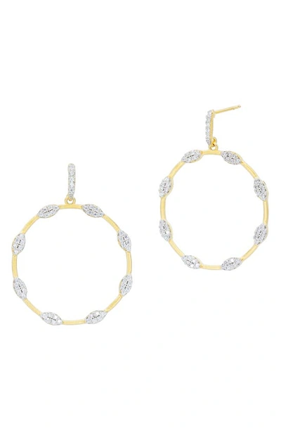 Freida Rothman Circle Drop Earrings In Gold And Silver