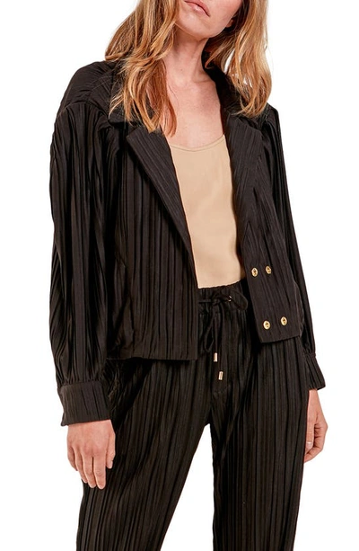 As By Df Sammie Jersey Plisse Drop-shoulder Jacket In Black