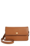 Frame Le Signature Compact Mini Crossbody Bag In Cuoio